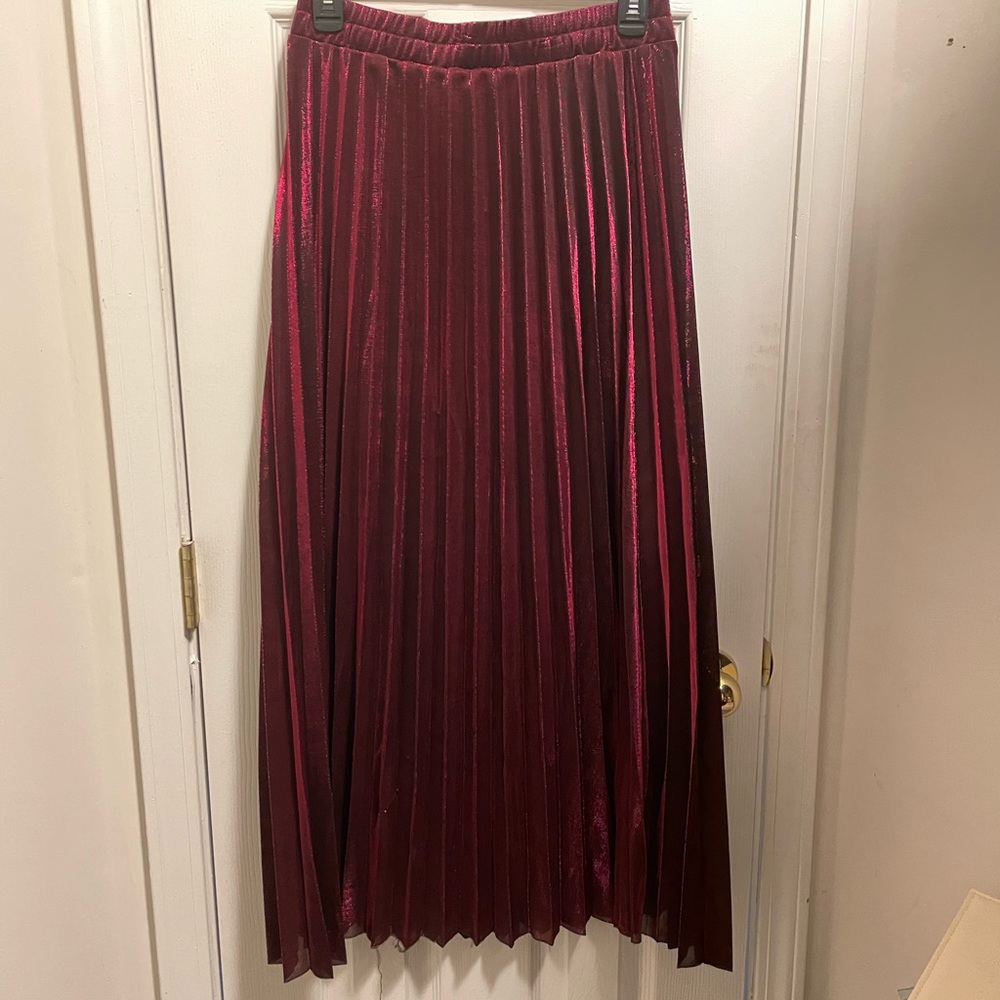 Burgundy shimmery maxi skirt